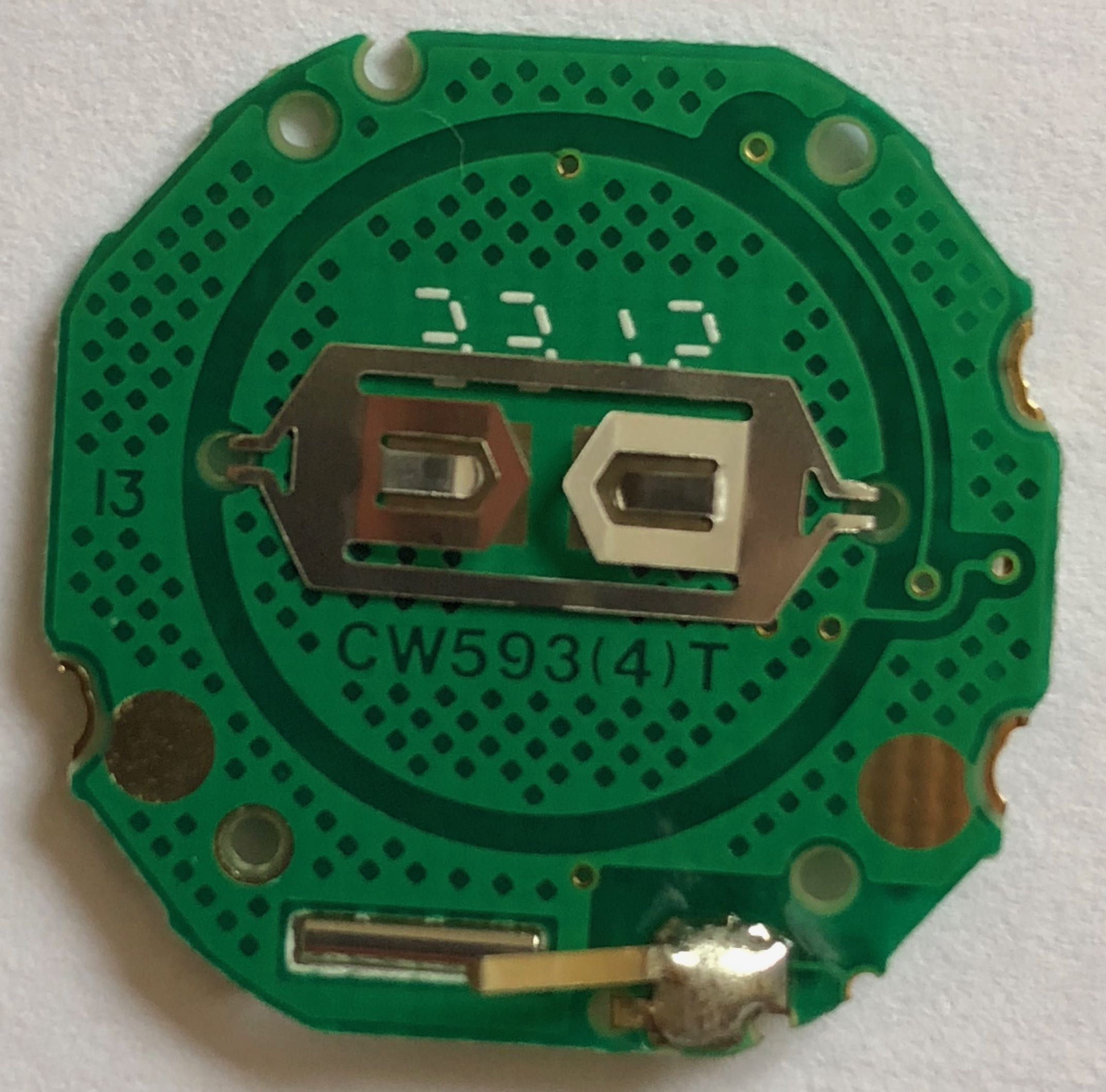 Rear of genuine Casio F91-W circuit board